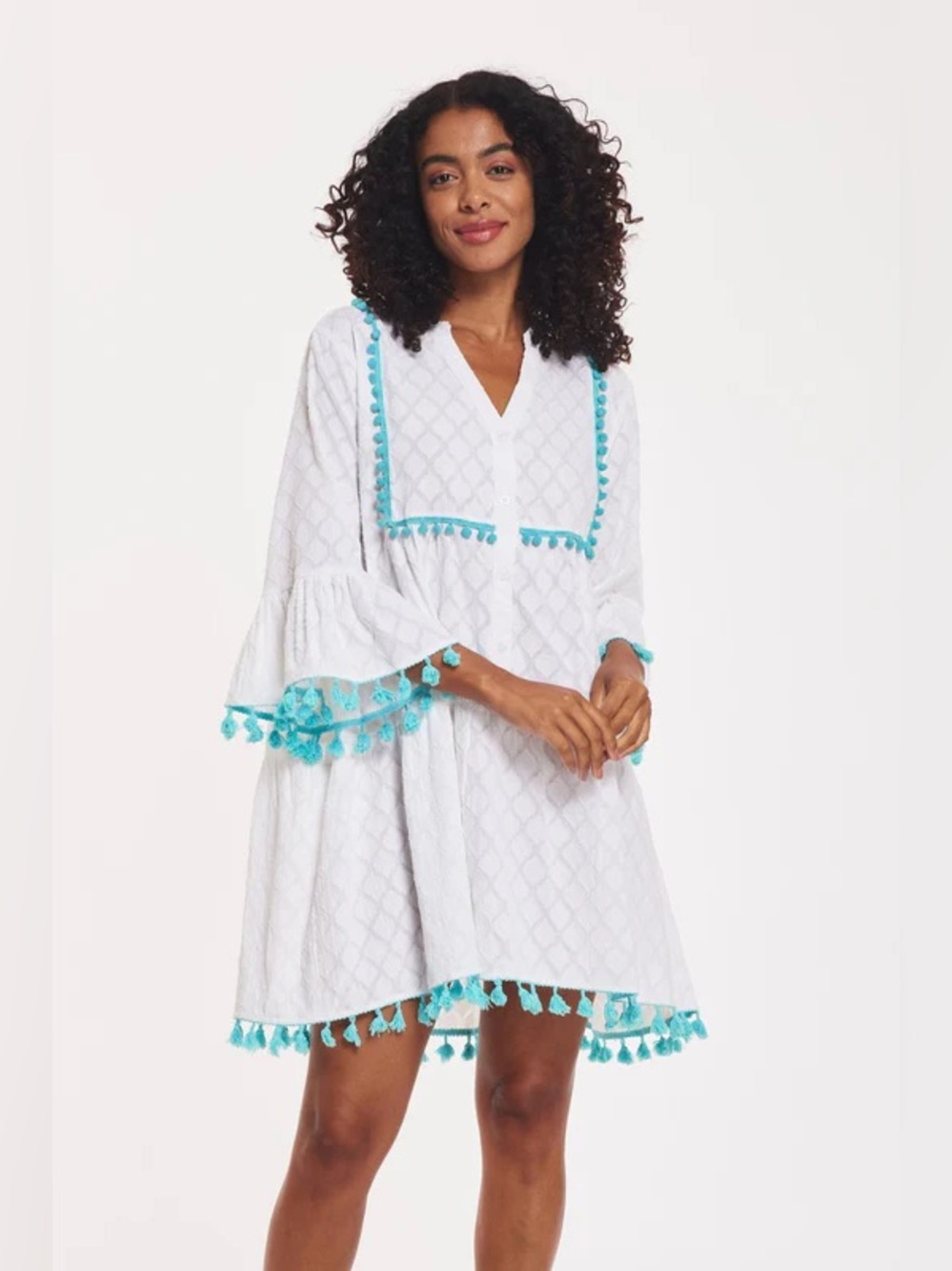 MODAPOSA Marilda Dress White Cotton Jacquard